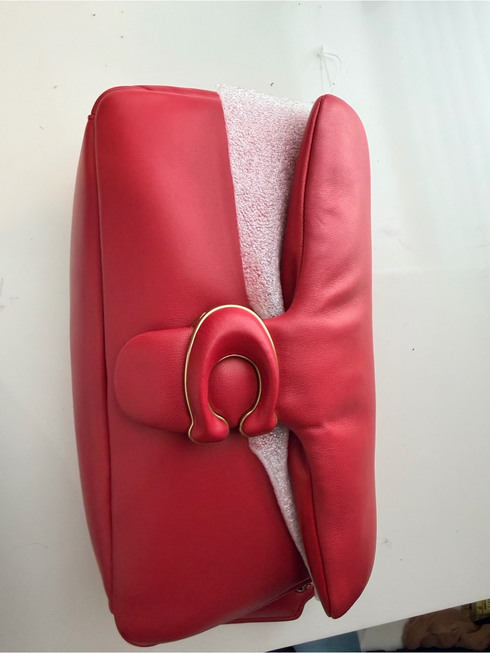 Coach Red Leather Shoulder Bag with Gold-Tone Accent